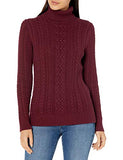 Burgundy Women's Fisherman Cable Roll-neck Jumper - Ae Store | Women's Jumpers