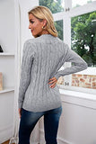 Breampot Women Cable Knit Jumper Casual Basic Long Sleeve Pullover Sweater Tops(Grey,Small) | Women's Sweaters