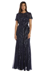 Women's One Piece Short Sleeve Embelished Sequins Gown