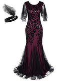 Women 1920s Flapper Gatsby Dresses Long Party Ball Gowns Sequin Maxi Mermaid Bridesmaid Evening Growns Dress GA48