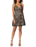 Dress the Population Women's Piper Sleeveless Lace Fit &amp; Flare Short Dress