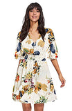 A White Women's Boho Button Up Split Floral Print Flowy Party Dress - Milumia | Women's Casual Dresses