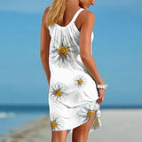 Sleeveless Dresses for Women Casual Loose Mini Dress Summer Floral Printed Tank Dress Hollow Out Beach Sundress | Original Brand
