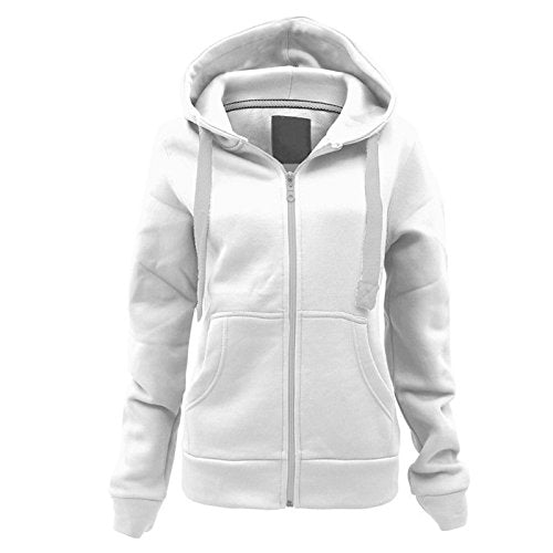 Ladies Plain Hoodie Womens Long Sleeves Zip Hoodie Zipper TOP Hooded w Original Brand