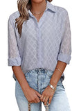 Light Purple Womens Button Down Shirts Long Sleeve V Neck Blouses Tops for Work - FARYSAYS | Women's Tops and Blouses