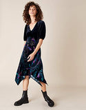 Print Hanky Hem Black Dress