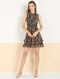 Women's Floral A-line Smocked Ruffled Chiffon Mini Dress | Original Brand