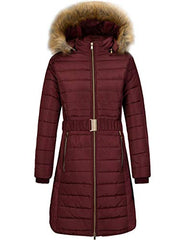 Wantdo Women's Quilted Winter Coat Water-Resistant Puffer Jacket Long Warm Parka