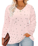 Womens Plus Size Tops Long Sleeve Shirts V Neck Tunic Floral Blouses XL-5X | Women's Tops and Blouses