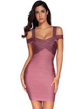 Women's Rayon Strap V-Neck Bandage Bodycon Party Dress