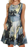 Black Sky Tie Dye Summer Dresses for Women Beach Floral Tshirt Sundress Sleeveless Pockets Casual Loose Tank Dress - elescat | Women's Casual Dresses