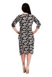 Women's Black & White Lace Pattern Pleated Waist A-line Dress Xl | Women's Casual Dresses