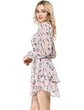 Women's Floral Smocked Tie Neck Layered Chiffon Mini Dress | Original Brand