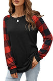 Aifer Womens Long Sleeve Shirts Crew Neck Pullover Sweatshirt Pattern Raglan Casual Tunic Tops | Women's Tops and Blouses
