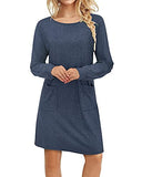 Women Long Sleeve Casual T-Shirt Dresses Midi Dress with Pockets | Women's Midi Dresses