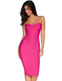 Women's Knee Length Strapless Bandage Bodycon Party Dress