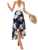 Blooming Jelly Women's Deep V Neck Sleeveless Summer Asymmetrical Floral Maxi Dress | Women's Casual Dresses