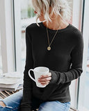 Breampot Women Cable Knit Jumper Casual Basic Long Sleeve Pullover Sweater Tops(Y-Black,Small) | Women's Sweaters