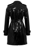 Womens Patent Trench Coat Raincoat Ladies New Size 8 10 12 14 16 Black