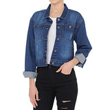 FASHION BOOMY Women's Classic Denim Jean Jacket - Cropped Long Sleeve Outerwear - Regular and Plus Sizes