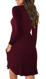 Women's Long Sleeve Casual T Shirt Dresses Swing Dress with Pockets