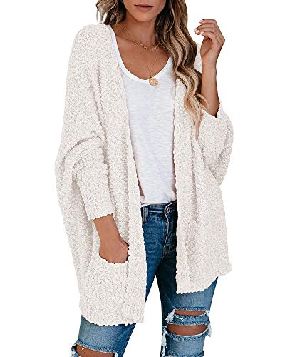 Women's Chunky Popcorn Cardigan Oversized Open Front Boyfriend Batwing Long Sleeve Fuzzy Knit Sweaters