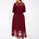 Plus Size Maxi Dress Women Sexy Fall Long Sleeve Round Neck Irregular Hem Lace Loose Dress Wedding Guest Party Dress | Women's Casual Dresses
