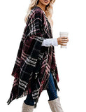 Women's Stylish Open Front Poncho Cape Clock Block Oversize Knitted Shawl Wrap for Women