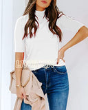 LIYOHON Womens Tops Dressy Casual Fall Cute Tops Mock Turtleneck Business White T Shirts White-M | Women's Casual Dresses