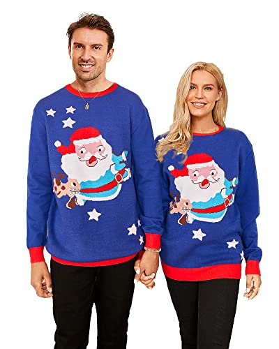 Women Men Ugly Couple Matching Christmas Sweaters Tan Pullover Holiday Premium High-Density-Stretch Soft Not Itchy