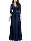 MISSMAY Women's Vintage Floral Lace V Neck Evening Bridesmaid Formal Long Dress