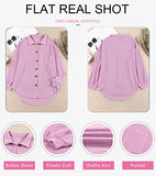 Dokotoo Womens Blouses 2022 Fall Fashion V Neck Long Sleeve Button Down Waffle Knit Tops for Women Casual Loose Solid Jacket Outwear Shacket with Pockets Purple X-Large | Women's Casual Dresses