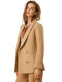 Allegra K Women's Double Breasted Coats Shawl Collar Chevron Blazer Winter Pea Coat