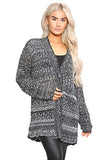 Women Ladies Knitted 2 Tone 2 Button Boyfriend Crochet Cardigan Top Plus | Women's Cardigan