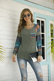 Womens Long Sleeve Tunic Tops Crew Neck Color Block Patchwork Casual T-Shirts | Original Brand | Women's Tops and Blouses