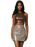 Women's PU Leather Sleeveless Asymmetrical Hem Club Crop Tank Top | Original Brand | Women's Tops and Blouses