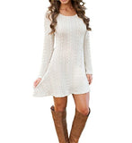 Mansy Womens Knitted Crewneck Sweater Dress Red Small | Women's Casual Dresses