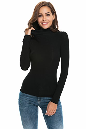 Womens Long Sleeve Mock Turtleneck Stretch Fitted Underscrubs Layer Tee Tops