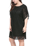Women Plus Size Dresses Tulip Sleeves Hollow Floral Lace Shift Dress Valentines | Women's Casual Dresses