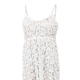 Summer Dresses For Women 2021, White Lace Cut-out V Neck Sleeveless Dress Sexy Backless A-line Irregular Dress | Women's Casual Dresses