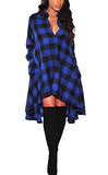 Womens New Plaids Irregular Hem Casual Shirt Dress