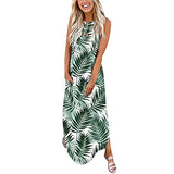 Women's Summer Casual Criss Cross Sundress Sleeveless Split Plus Size Maxi Beach Dress with Pockets | Original Brand