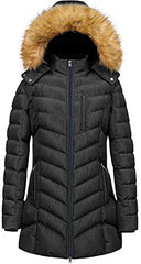 CREATMO US Women's Winter Hooded Coat Waterproof Warm Long Puffer Jacket Parka