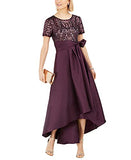 Women's Size Short Sleeve Sequin-embellished High-low Gown Missy & Petite