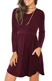 Women's Long Sleeve Casual T Shirt Dresses Swing Dress with Pockets