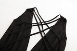 Women's Sexy Deep V Neck Backless Criss Cross Spaghtti Strap Club Bodycon Mini Dress