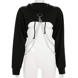Womens Ladies Girls Hoodie Crop Tops Long Sleeve Hooded Sweatshirt Cropped Sweat Tops Pullover Jumpers with Chain | Original Brand | Women's Cardigan