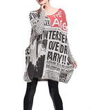Women's Long Sleeve Sweater Dress Cute Newspaper Painting Off Shoulder Pullover Oversized Tshirt Dress GY269 | Women's Sweaters