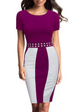 Women Short Sleeve Round Neck Elegant Bodycon Wear To Work Party Dress