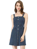 Women's Dungaree Dress Adjustable Strap A-Line Overall Denim Dress